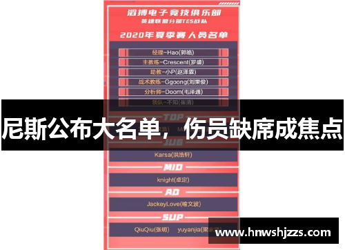 尼斯公布大名单，伤员缺席成焦点