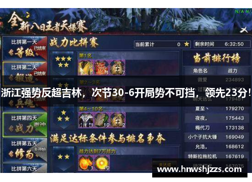 浙江强势反超吉林，次节30-6开局势不可挡，领先23分！